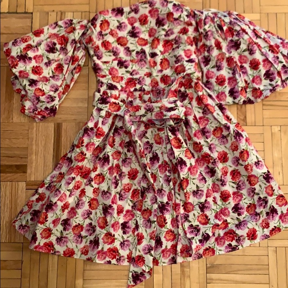 Zara Floral off the shoulder dress with sleeve